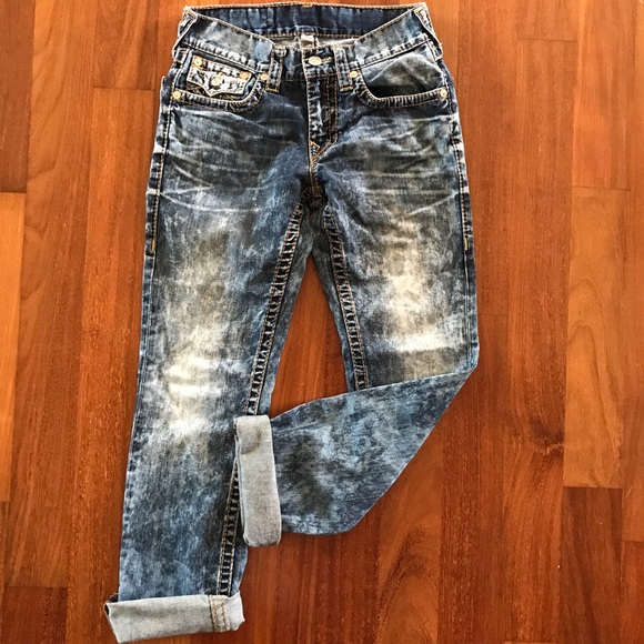 True Religion Denim - TRUE RELIGION Acid Dark Wash Straight Denim Jeans